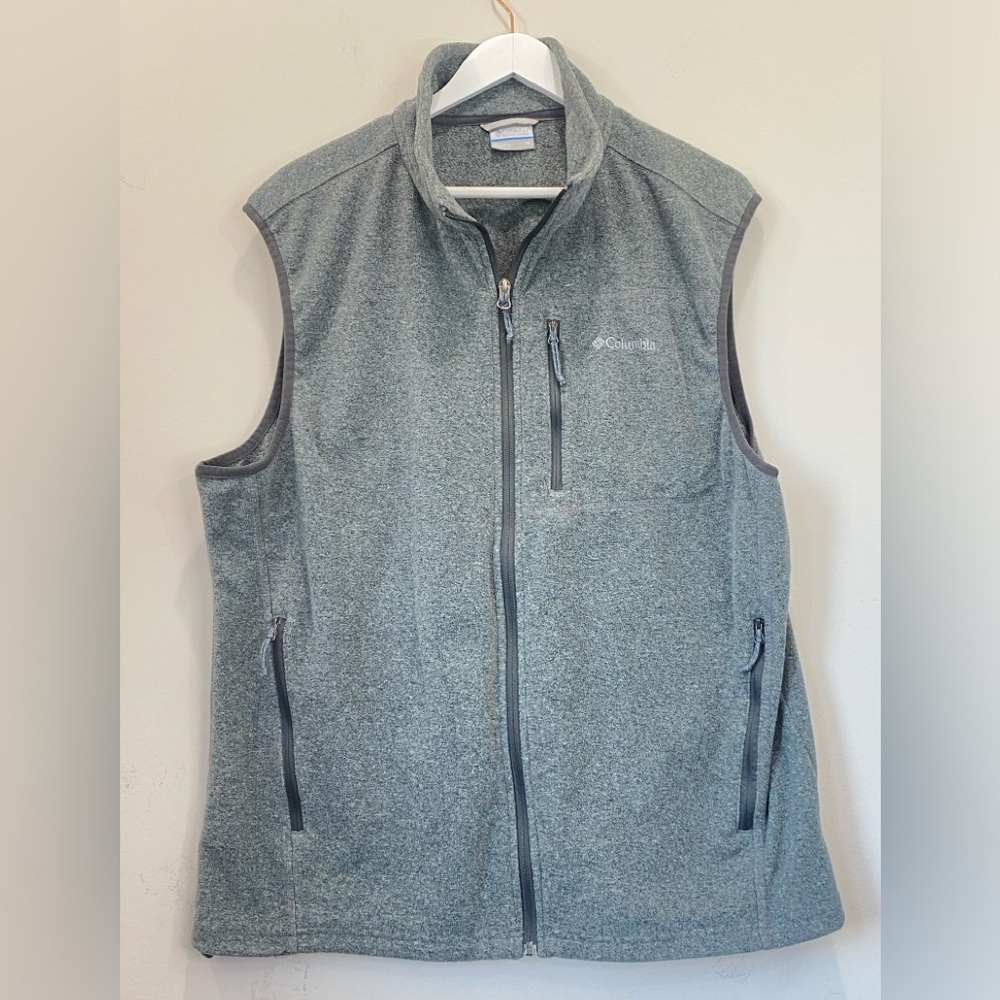 Columbia Gray CASCADES EXPLORER Fleece Full Zip Jacket Vest XL Gorpcore Hiking